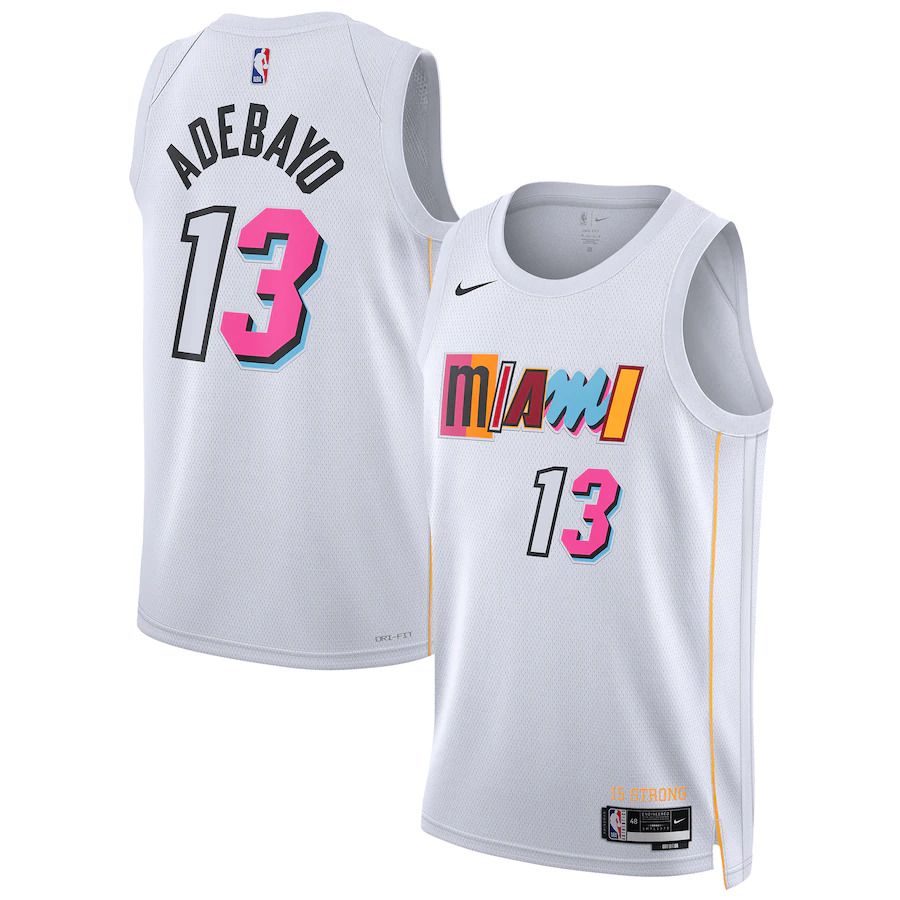 Men Miami Heat #13 Bam Adebayo Nike White City Edition 2022-23 Swingman NBA Jersey->customized nba jersey->Custom Jersey